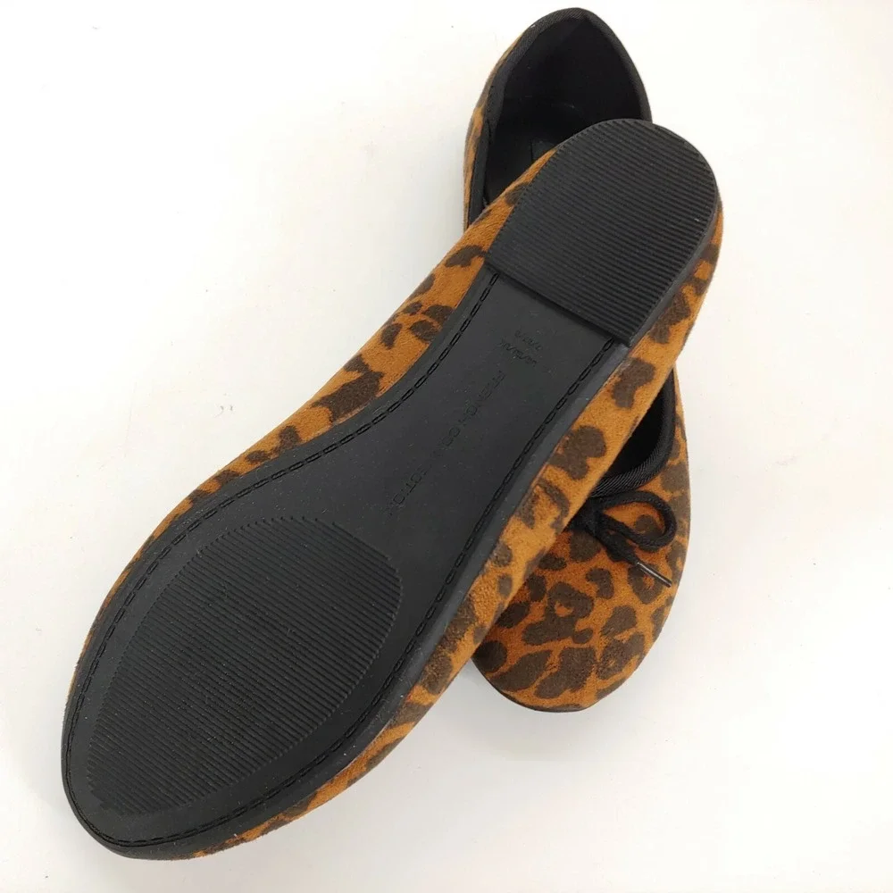 French Connection‎ Shoes Womens Diana Leopard 7 Ballet Flats Vegan Suede New